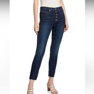 Veronica Beard Dark Blue Button-Fly Ankle Jeans